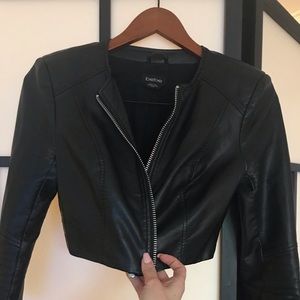 Bebe cropped leather jacket